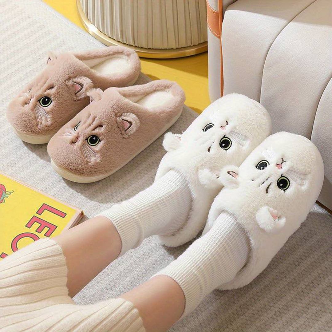 Warme Kattenpantoffels Met Schattig Design Voor Dames