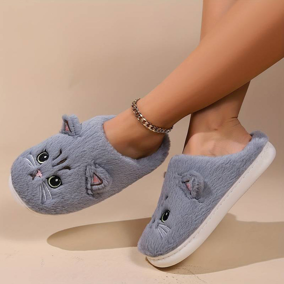 Warme Kattenpantoffels Met Schattig Design Voor Dames