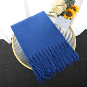 Warm Elegant Winter Scarf with Stylish Fringes for Women