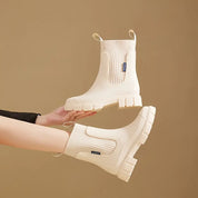 Women's Waterproof Rain Boots with Raised Heels and Lug Soles