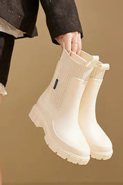 Women's Waterproof Rain Boots with Raised Heels and Lug Soles