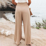 Smocked Waist and Wide-Leg Pants for Women