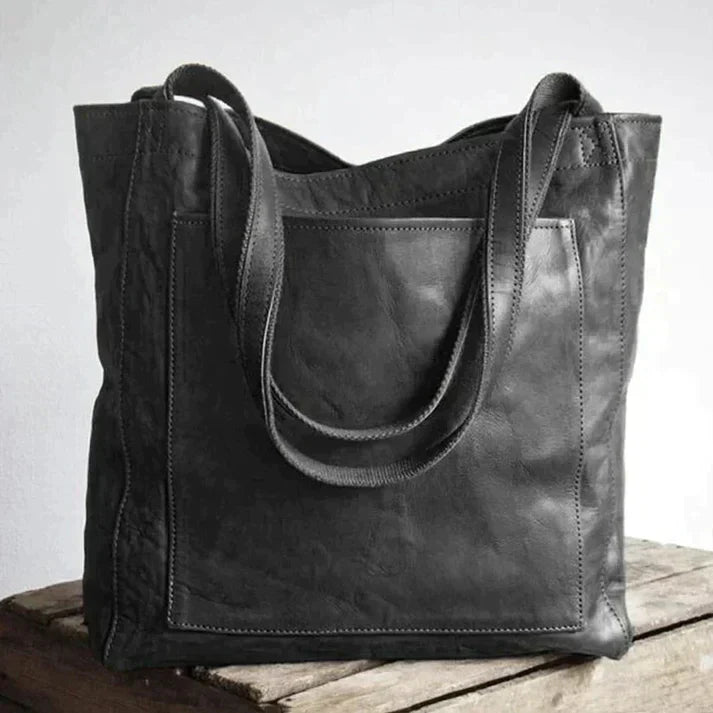 Leather Shoulder Bag for Women with Spacious Shopper Shape