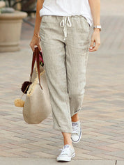 Pantalon confortable avec cordon de serrage et jambes droites pour femmes