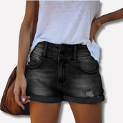 Comfortabele Dames Gescheurd Denim Shorts Met Hoge Taille