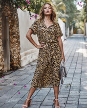 Rosalie Dress | Leopard Pattern Summer Midi Dress