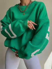 groene oversized sweatshirt met witte CHICAGO NEWARK EST 2015 print op achterkant