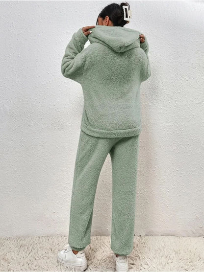 Zachte Teddy Loungewear Hoodie en Joggingpak voor Dames