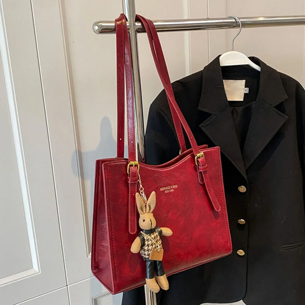 Sac à bandoulière fantaisie pour femme avec pendentif lapin et fermeture éclair