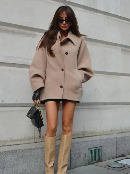 Oversized Elegante Peacoat Winterjas met Zakken Dames