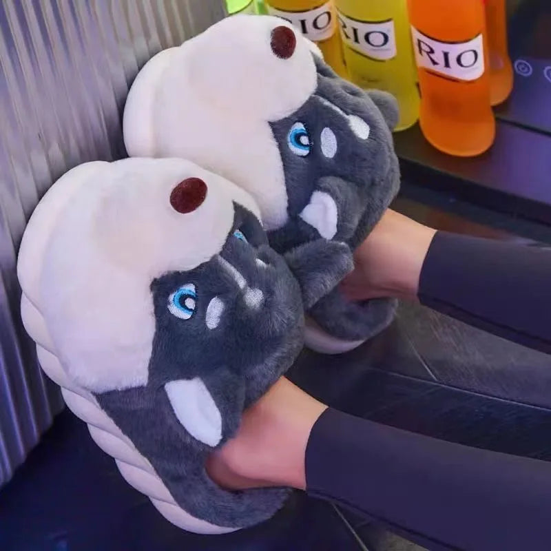 Winter Husky Slippers with Anti-Slip Sole for Women