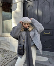 Oversized Wollen Jas Voor Dames Met Ronde Hals En Knoopsluiting