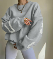 lichtgrijs oversized sweatshirt met groene CHICAGO NEW YORK EST 2015 opdruk achterop