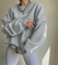 lichtgrijs oversized sweatshirt met groene CHICAGO NEW YORK EST 2015 opdruk achterop