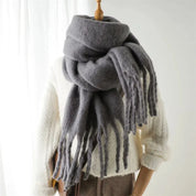 Chic Long Winter Scarf with Fringes for Women