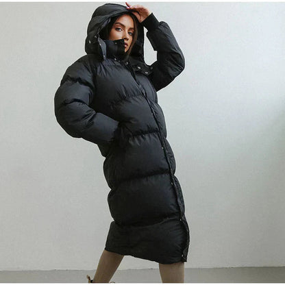 Warme Maxi Winter Puffer Jas Met Capuchon Voor Dames
