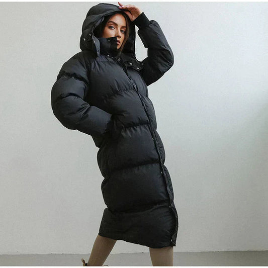 Warme Maxi Winter Puffer Jas Met Capuchon Voor Dames