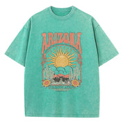 Vintage Arizona oversize T-shirt damski z nadrukiem i luźnym krojem