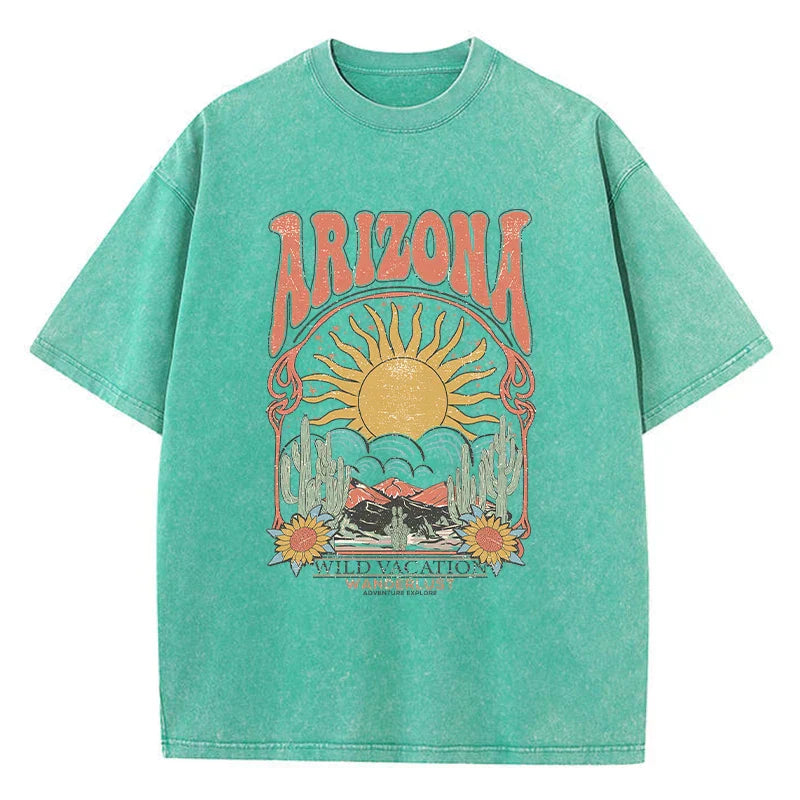 Vintage Arizona oversize T-shirt damski z nadrukiem i luźnym krojem