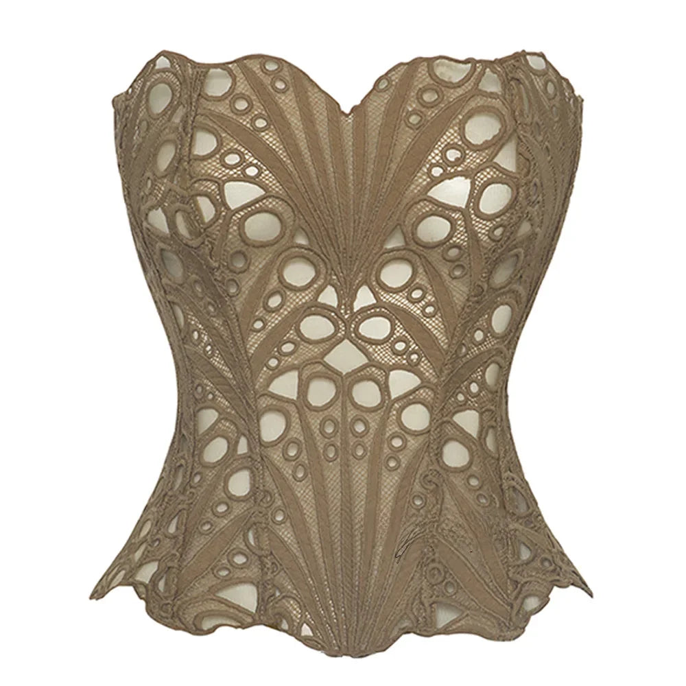 Stylish Women's Strapless Corset Top with Lace