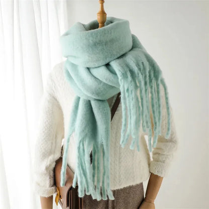 Chique Lange Winter Sjaal met Franjes voor Dames