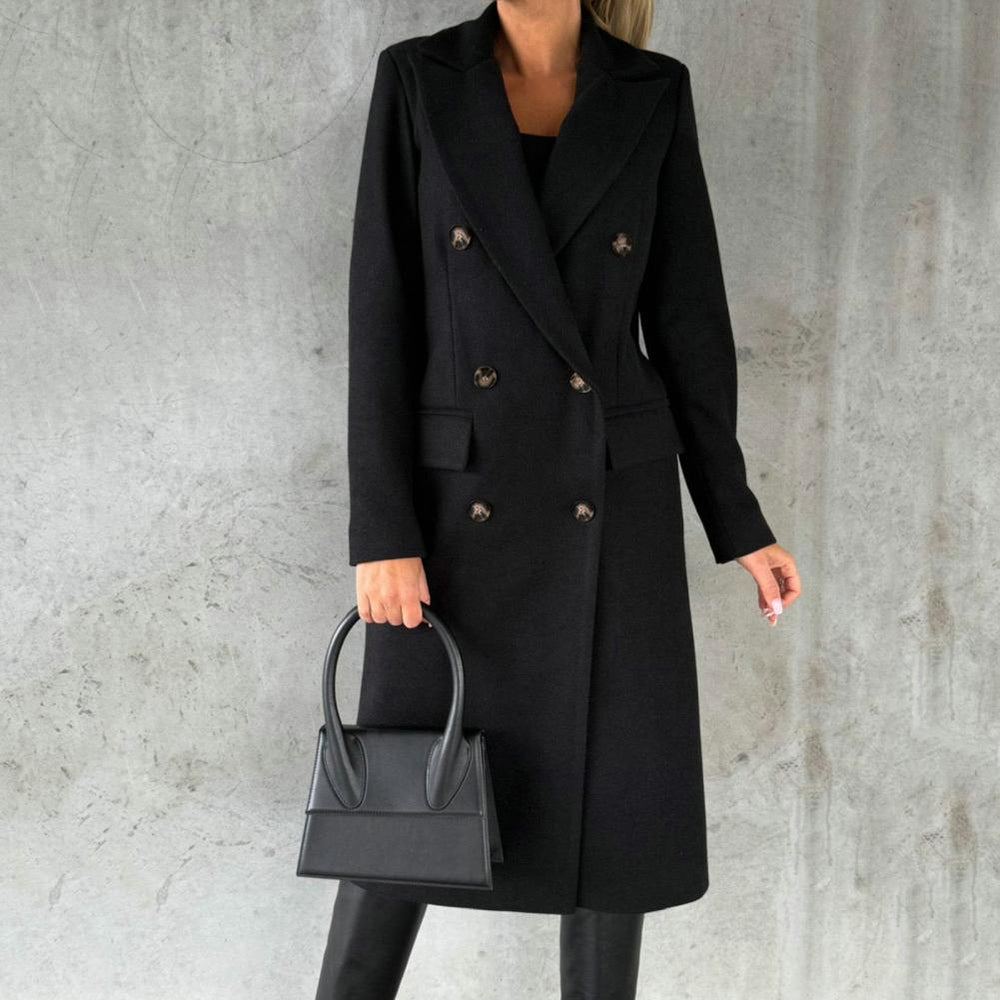 Elegante Lange Wollen Manteljas voor Dames