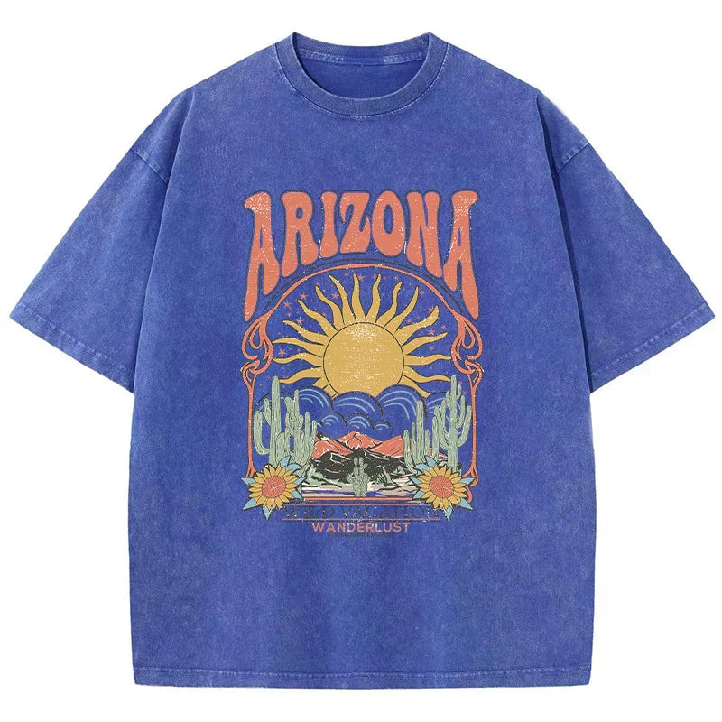 Vintage Arizona oversize T-shirt damski z nadrukiem i luźnym krojem