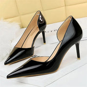 Patent Leather Pumps with Pointed Toe and Stiletto Heel for Women
