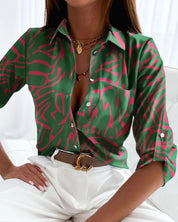 Freya | Button-Down Shirt with Artistic Print for Women