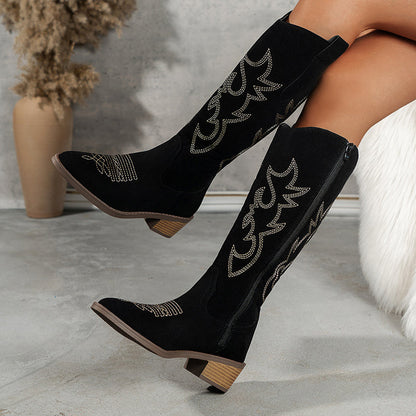 Bestikte Western Cowboylaarzen met Lage Hak voor Dames