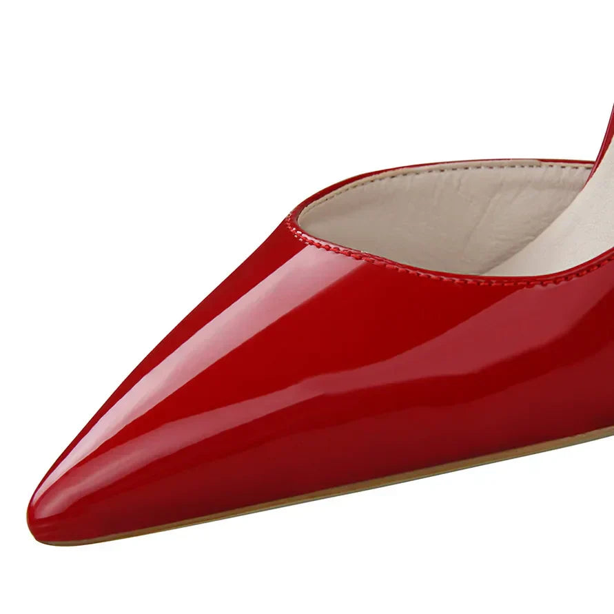 Patent Leather Pumps with Pointed Toe and Stiletto Heel for Women