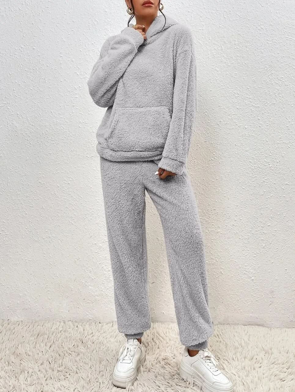 Soft Teddy Loungewear Hoodie and Jogging Set for Women