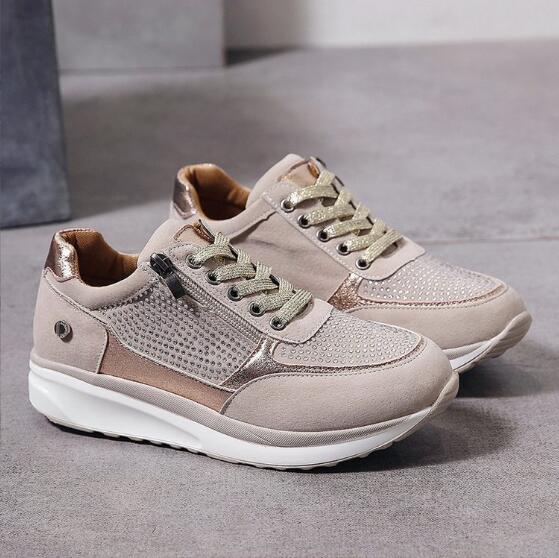 Baskets confortables avec fermeture éclair et lacets pour femmes