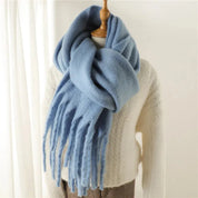 Chic Long Winter Scarf with Fringes for Women