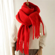 Chic Long Winter Scarf with Fringes for Women