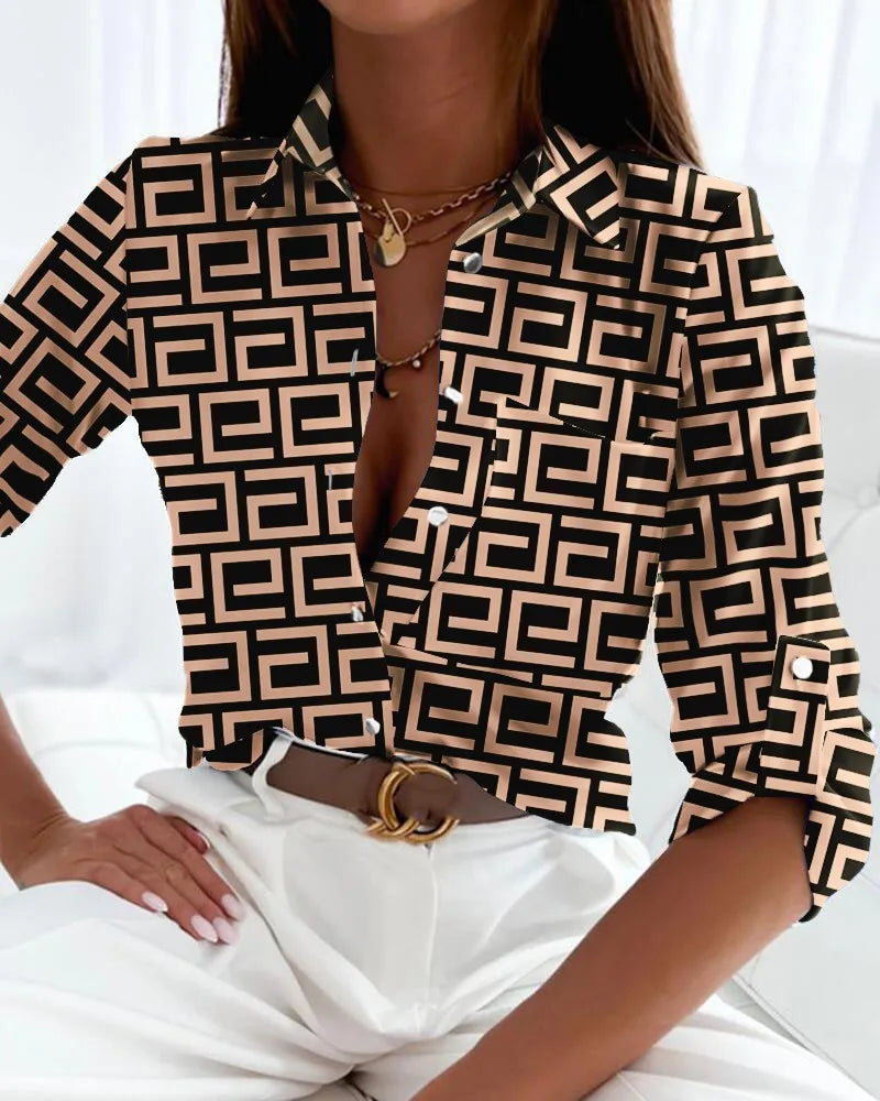 Freya | Button-Down Shirt with Artistic Print for Women