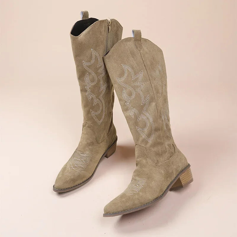Bestikte Western Cowboylaarzen met Lage Hak voor Dames
