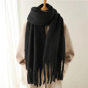 Chic Long Winter Scarf with Fringes for Women