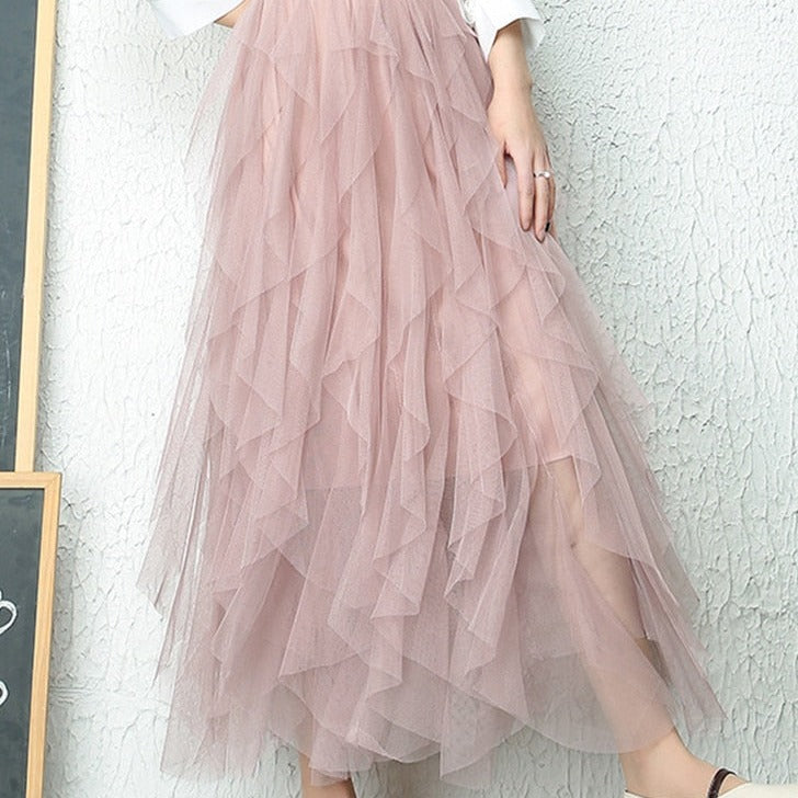 Romantic Maxi Skirt with Layered Tulle and Flowy Fit