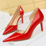 Patent Leather Pumps with Pointed Toe and Stiletto Heel for Women