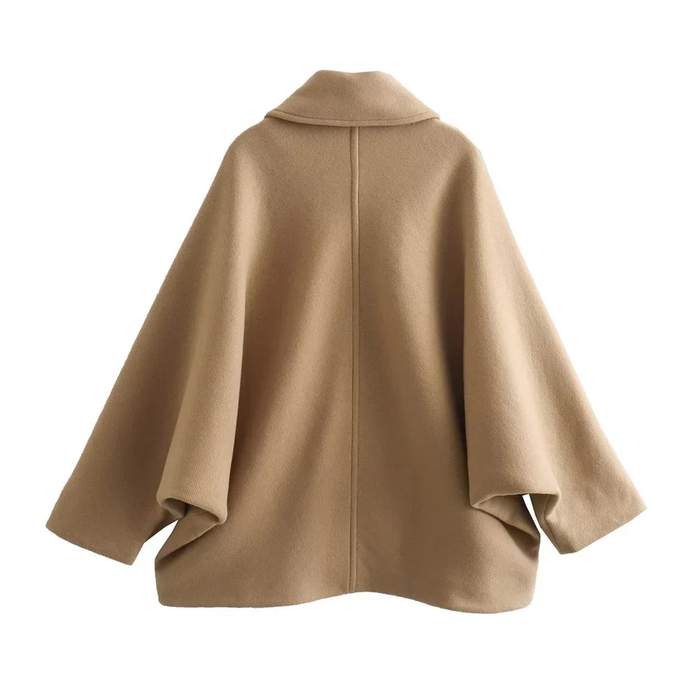 Elegante Vrouwen Oversized Winter Peacoat Jas Met Knoopsluiting