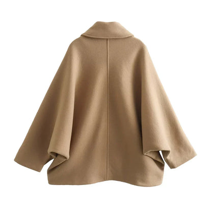 Elegante Vrouwen Oversized Winter Peacoat Jas Met Knoopsluiting