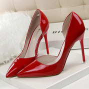 Patent Leather Pumps with Pointed Toe and Stiletto Heel for Women