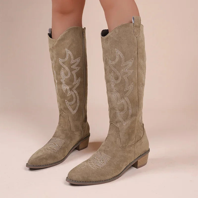 Bestikte Western Cowboylaarzen met Lage Hak voor Dames