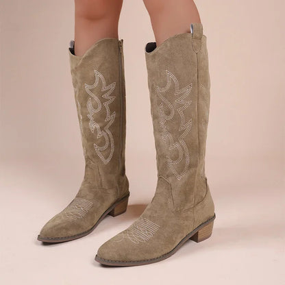 Bestikte Western Cowboylaarzen met Lage Hak voor Dames