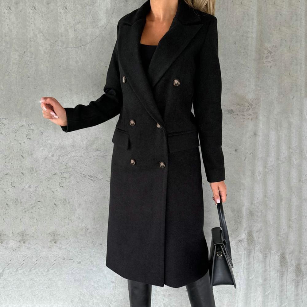 Elegante Lange Wollen Manteljas voor Dames