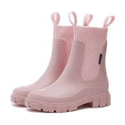 Women's Waterproof Rain Boots with Raised Heels and Lug Soles
