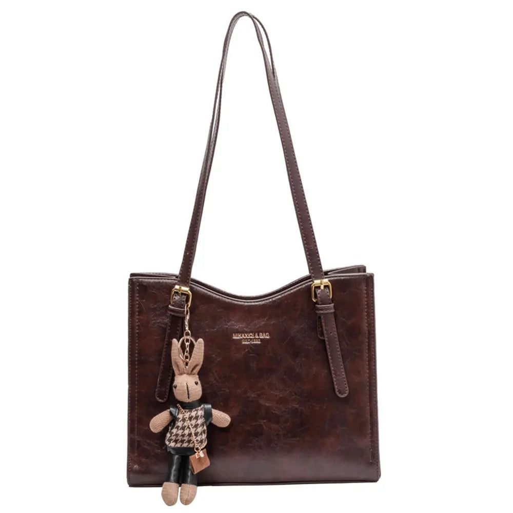 Sac à bandoulière fantaisie pour femme avec pendentif lapin et fermeture éclair