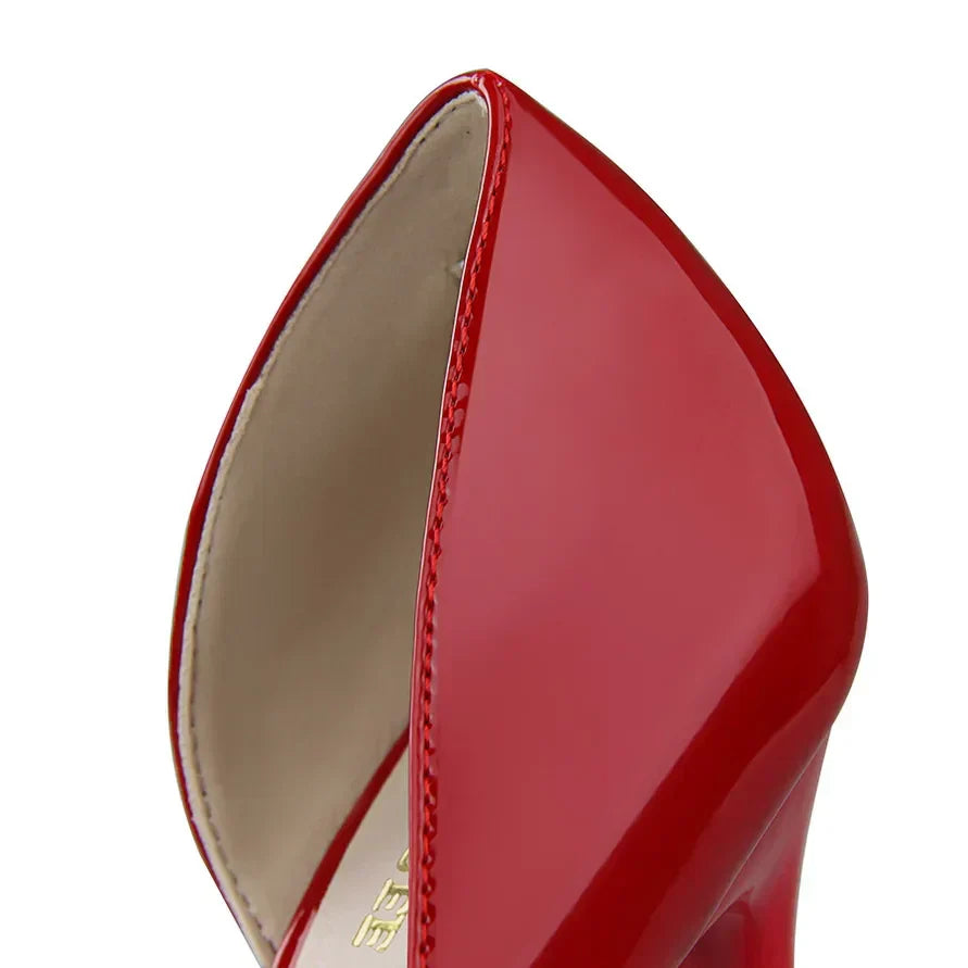 Patent Leather Pumps with Pointed Toe and Stiletto Heel for Women