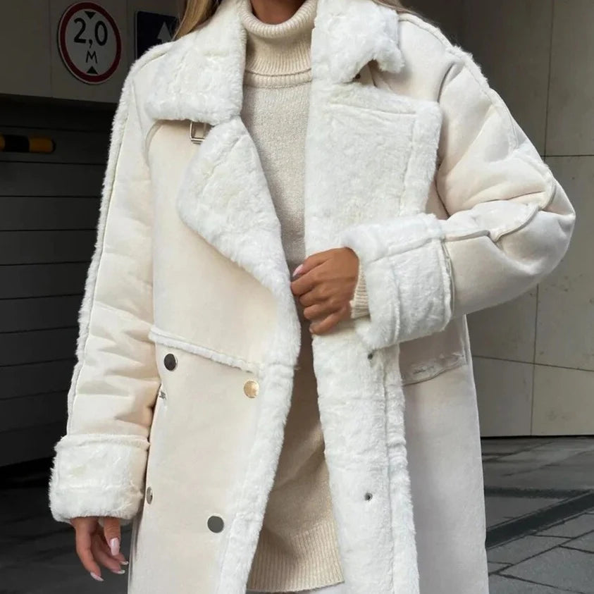 Dames Elegante Oversized Reverskraag Drukknopen Winterjas